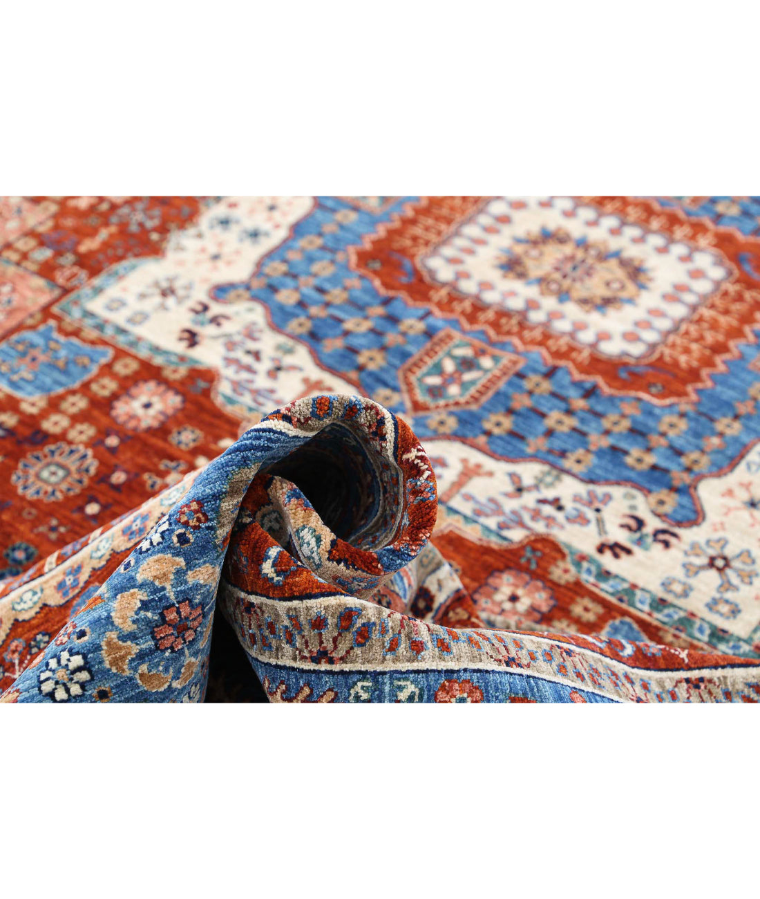 Mamluk 9'2'' X 11'8'' Hand-Knotted Wool Rug 9'2'' x 11'8'' (275 X 350) / Rust / Blue