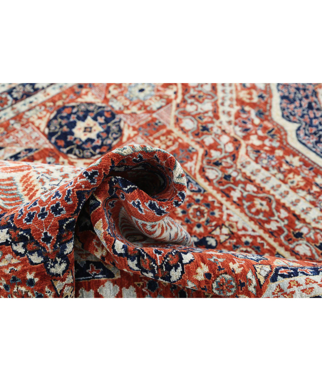 Mamluk 4'11'' X 10'9'' Hand-Knotted Wool Rug 4'11'' x 10'9'' (148 X 323) / Rust / Blue