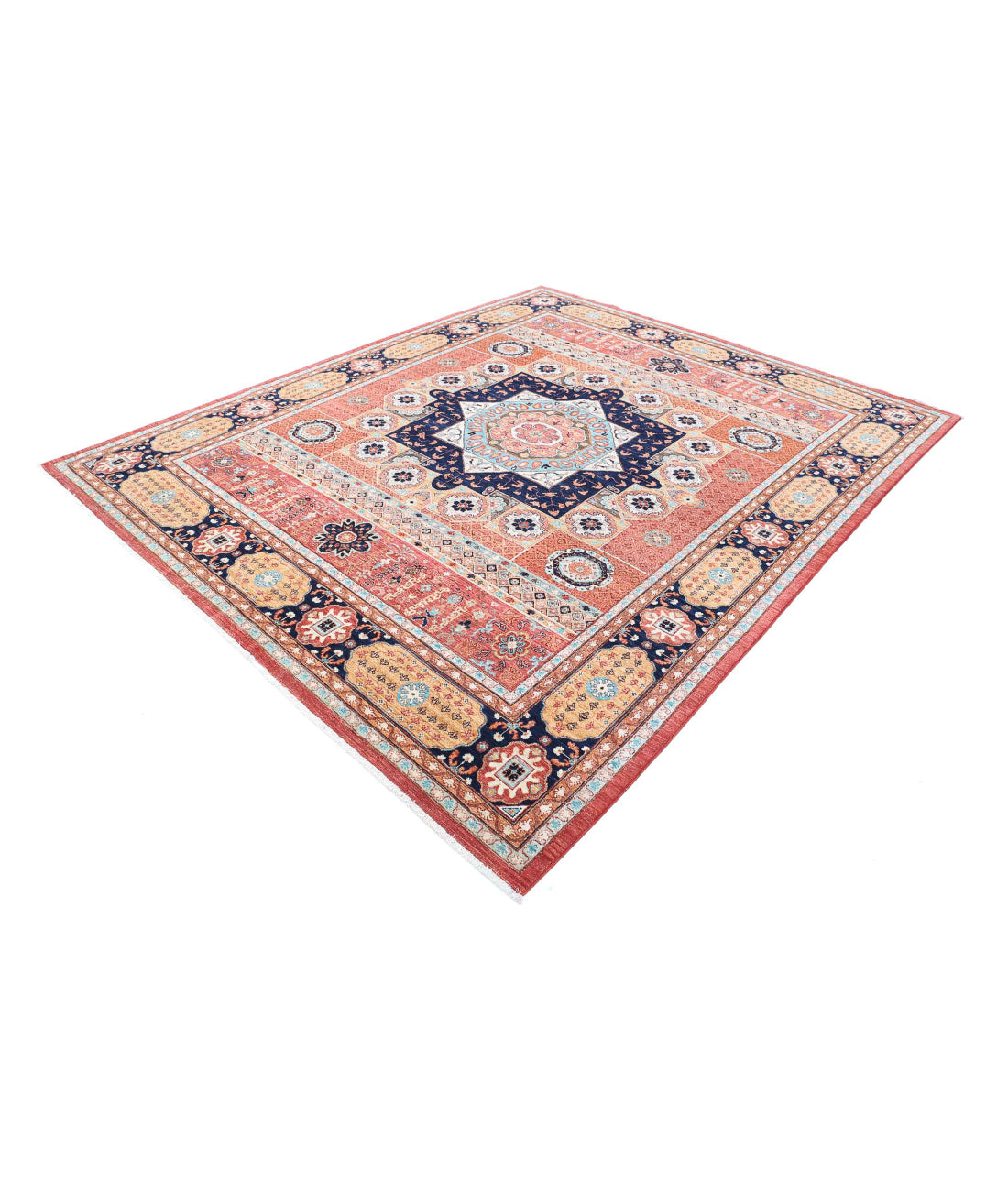 Mamluk 7'11'' X 9'9'' Hand-Knotted Wool Rug 7'11'' x 9'9'' (238 X 293) / Red / Blue