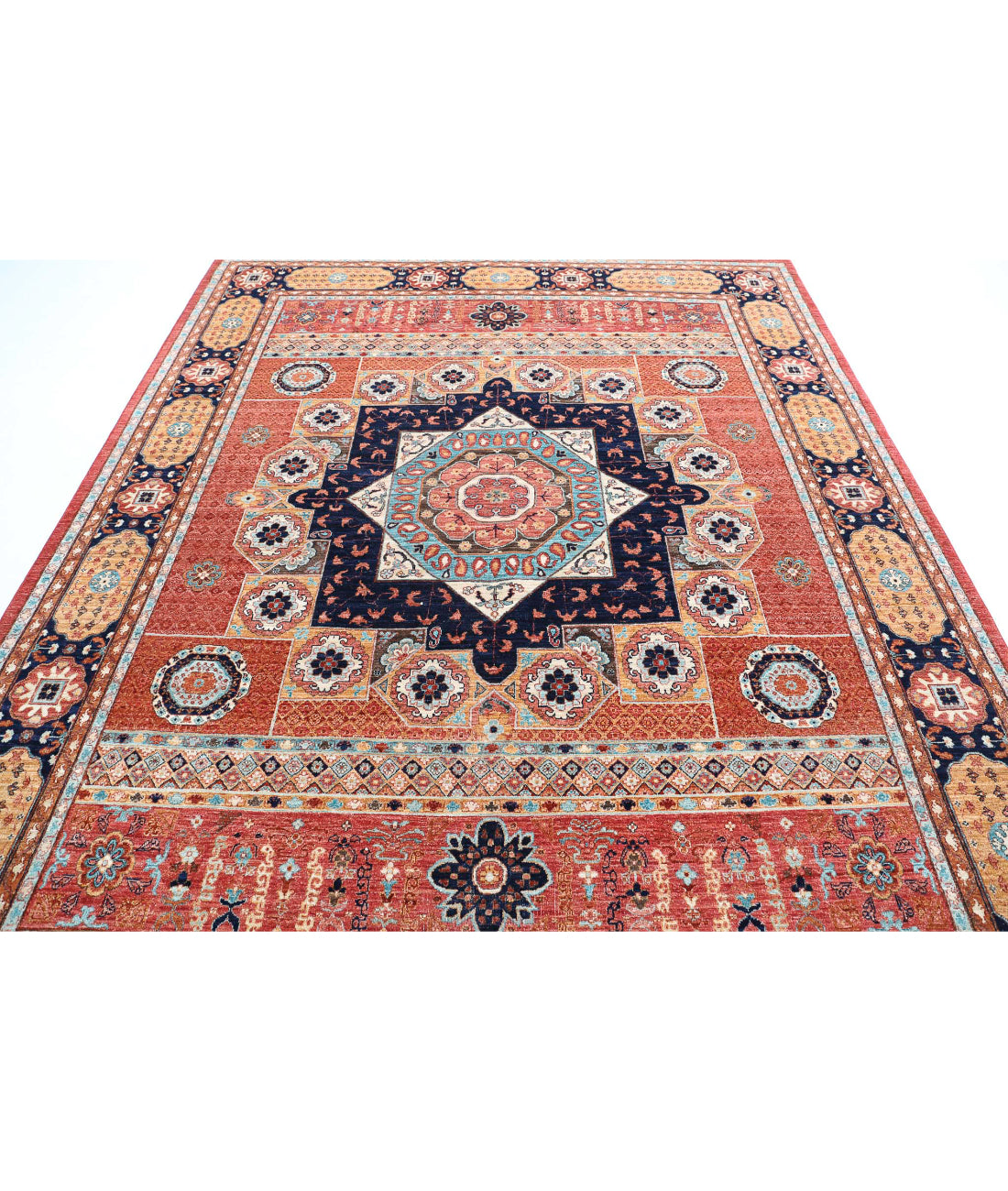 Mamluk 7'11'' X 9'9'' Hand-Knotted Wool Rug 7'11'' x 9'9'' (238 X 293) / Red / Blue