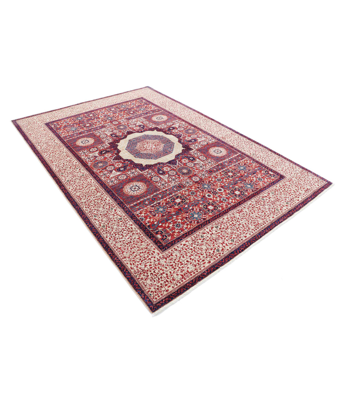 Mamluk 6'0'' X 8'8'' Hand-Knotted Wool Rug 6'0'' x 8'8'' (180 X 260) / Gold / Red