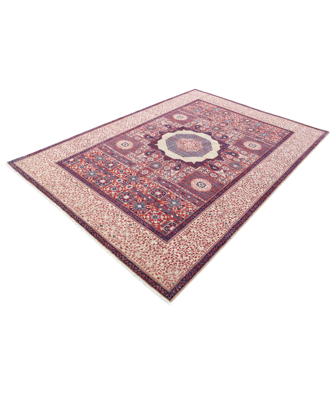 Mamluk 6'0'' X 8'8'' Hand-Knotted Wool Rug 6'0'' x 8'8'' (180 X 260) / Gold / Red