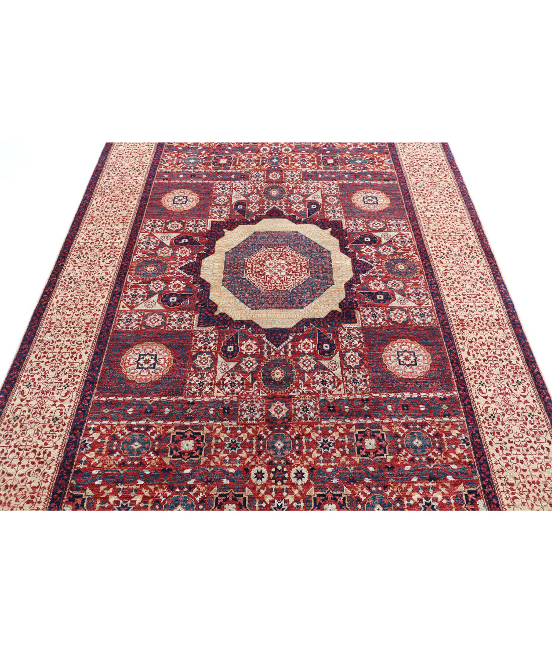 Mamluk 6'0'' X 8'8'' Hand-Knotted Wool Rug 6'0'' x 8'8'' (180 X 260) / Gold / Red