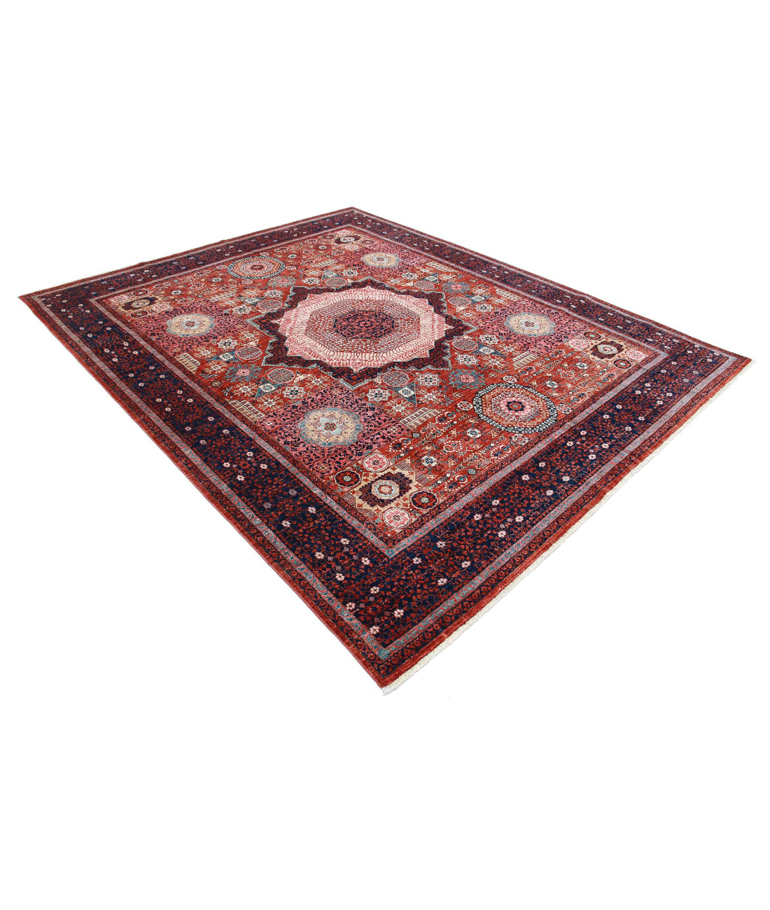 Mamluk 8'1'' X 9'11'' Hand-Knotted Wool Rug 8'1'' x 9'11'' (243 X 298) / Rust / Blue