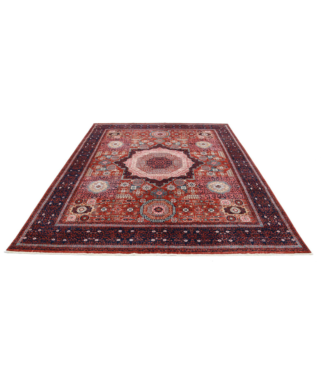 Mamluk 8'1'' X 9'11'' Hand-Knotted Wool Rug 8'1'' x 9'11'' (243 X 298) / Rust / Blue