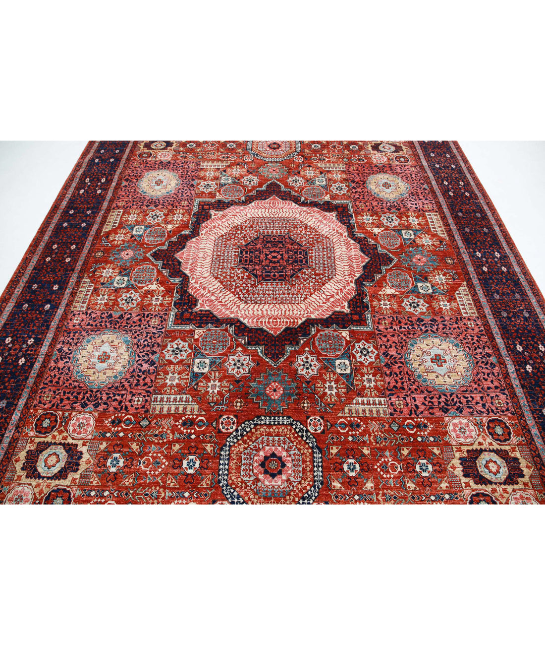 Mamluk 8'1'' X 9'11'' Hand-Knotted Wool Rug 8'1'' x 9'11'' (243 X 298) / Rust / Blue