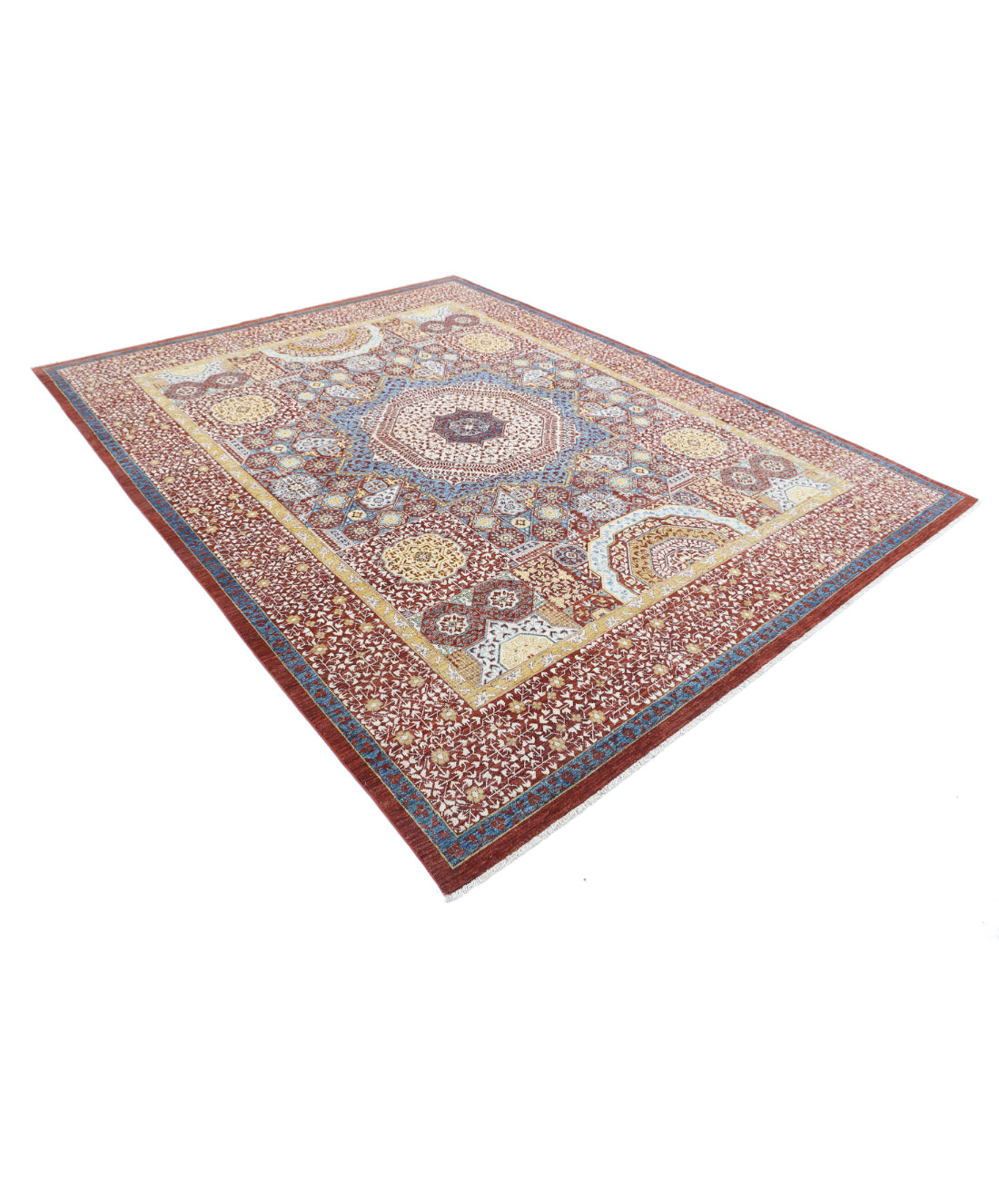 Mamluk 8'0'' X 10'2'' Hand-Knotted Wool Rug 8'0'' x 10'2'' (240 X 305) / Red / Gold