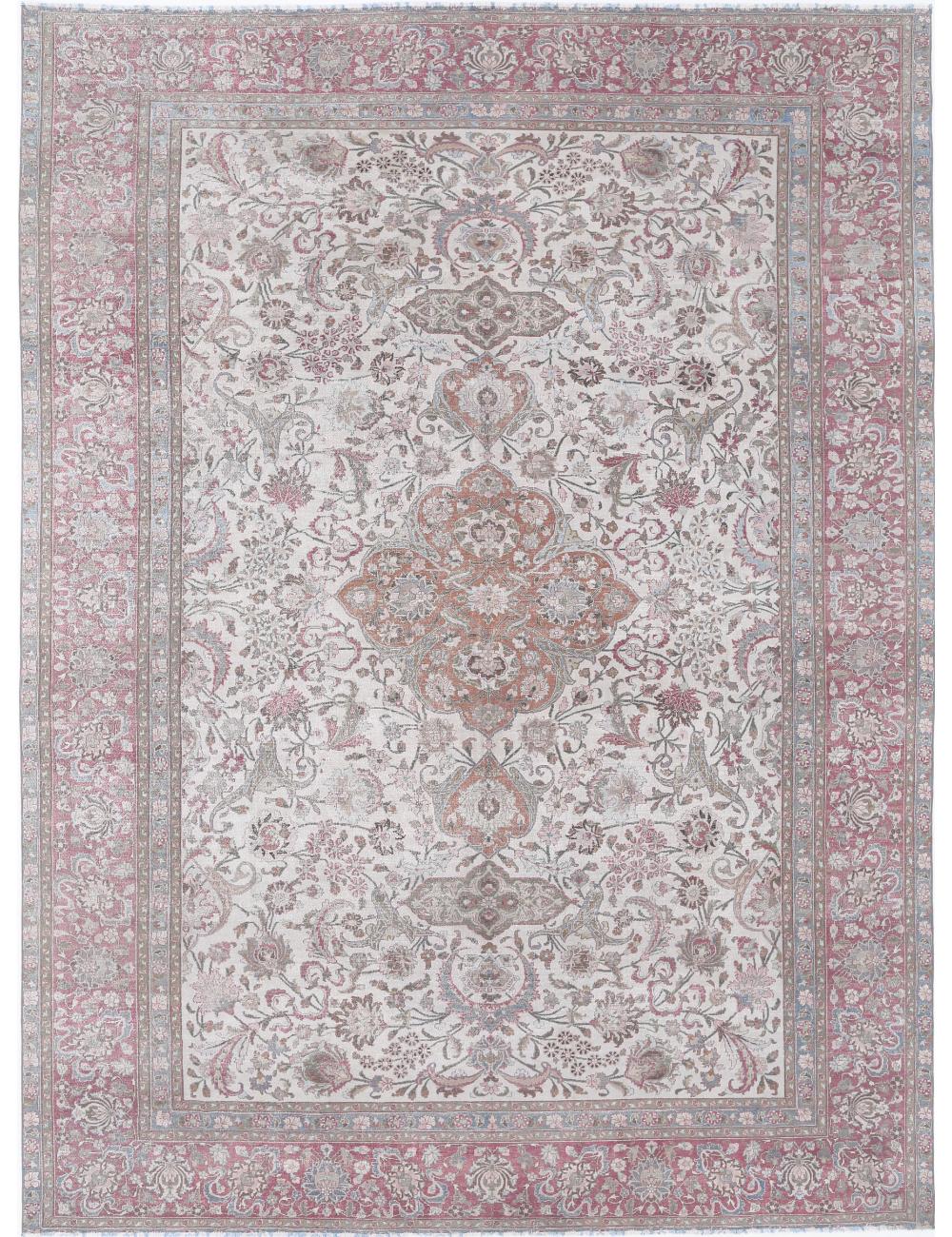 Mashad 10' 9" X 14' 8" Hand-Knotted Wool Rug 10' 9" X 14' 8" (328 X 447) / Ivory / Pink