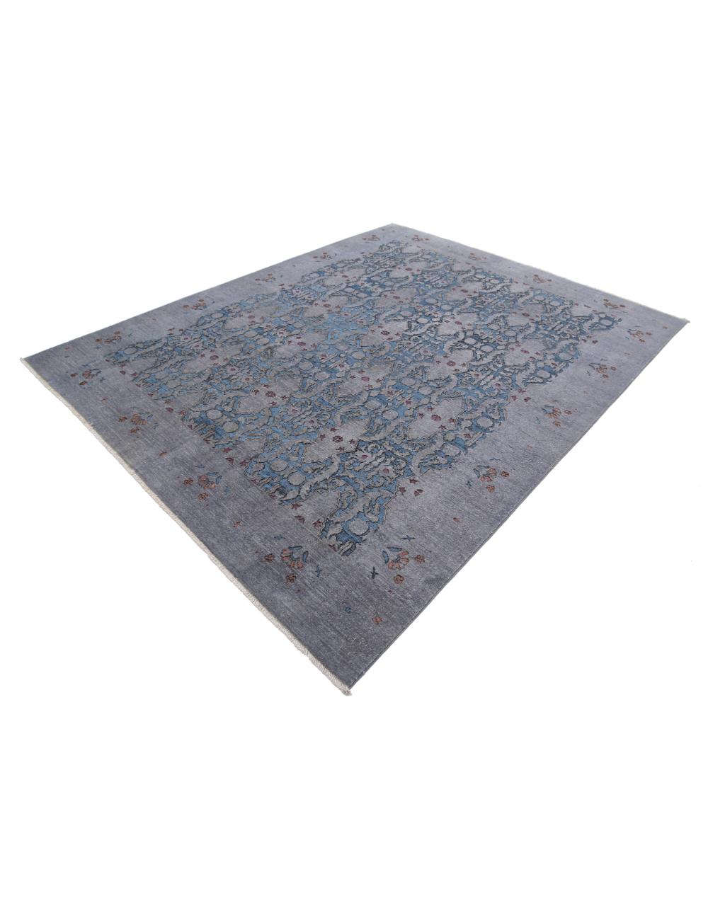 Onyx 7' 8" X 9' 9" Hand-Knotted Wool Rug 7' 8" X 9' 9" (234 X 297) / Blue / Grey