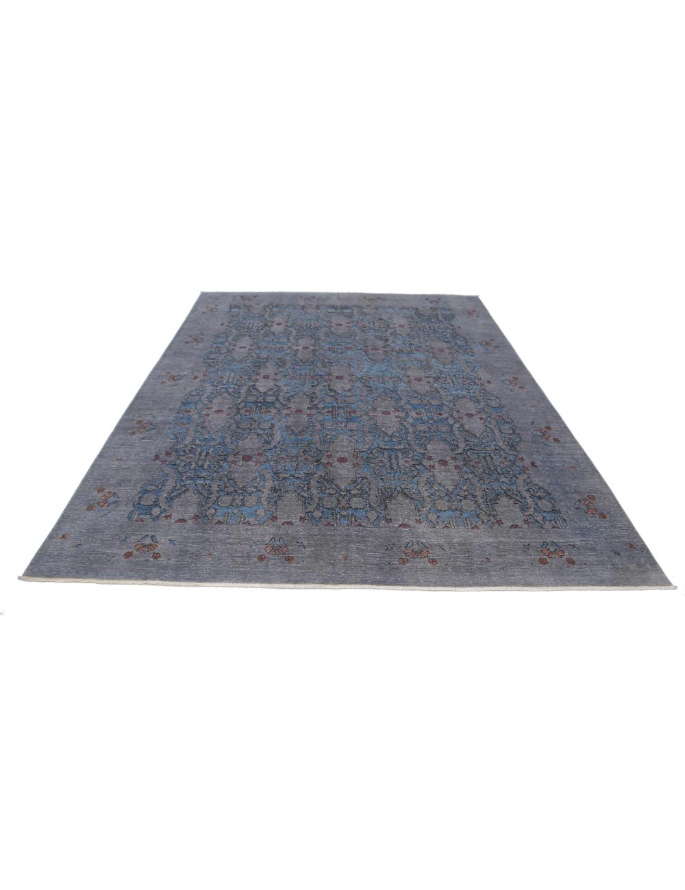 Onyx 7' 8" X 9' 9" Hand-Knotted Wool Rug 7' 8" X 9' 9" (234 X 297) / Blue / Grey