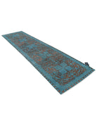 Onyx 3' 5" X 13' 1" Hand-Knotted Wool Rug 3' 5" X 13' 1" (104 X 399) / Teal / Brown