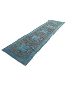 Onyx 3' 5" X 13' 1" Hand-Knotted Wool Rug 3' 5" X 13' 1" (104 X 399) / Teal / Brown