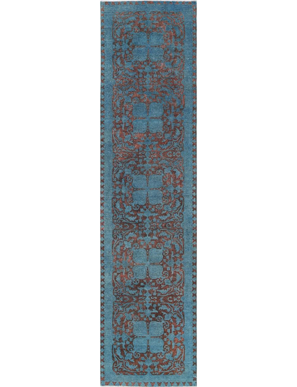 Onyx 3' 5" X 13' 1" Hand-Knotted Wool Rug 3' 5" X 13' 1" (104 X 399) / Teal / Brown