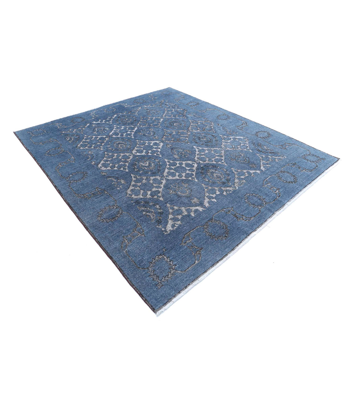 Onyx 7'10'' X 8'10'' Hand-Knotted Wool Rug 7'10'' x 8'10'' (235 X 265) / Blue / Grey