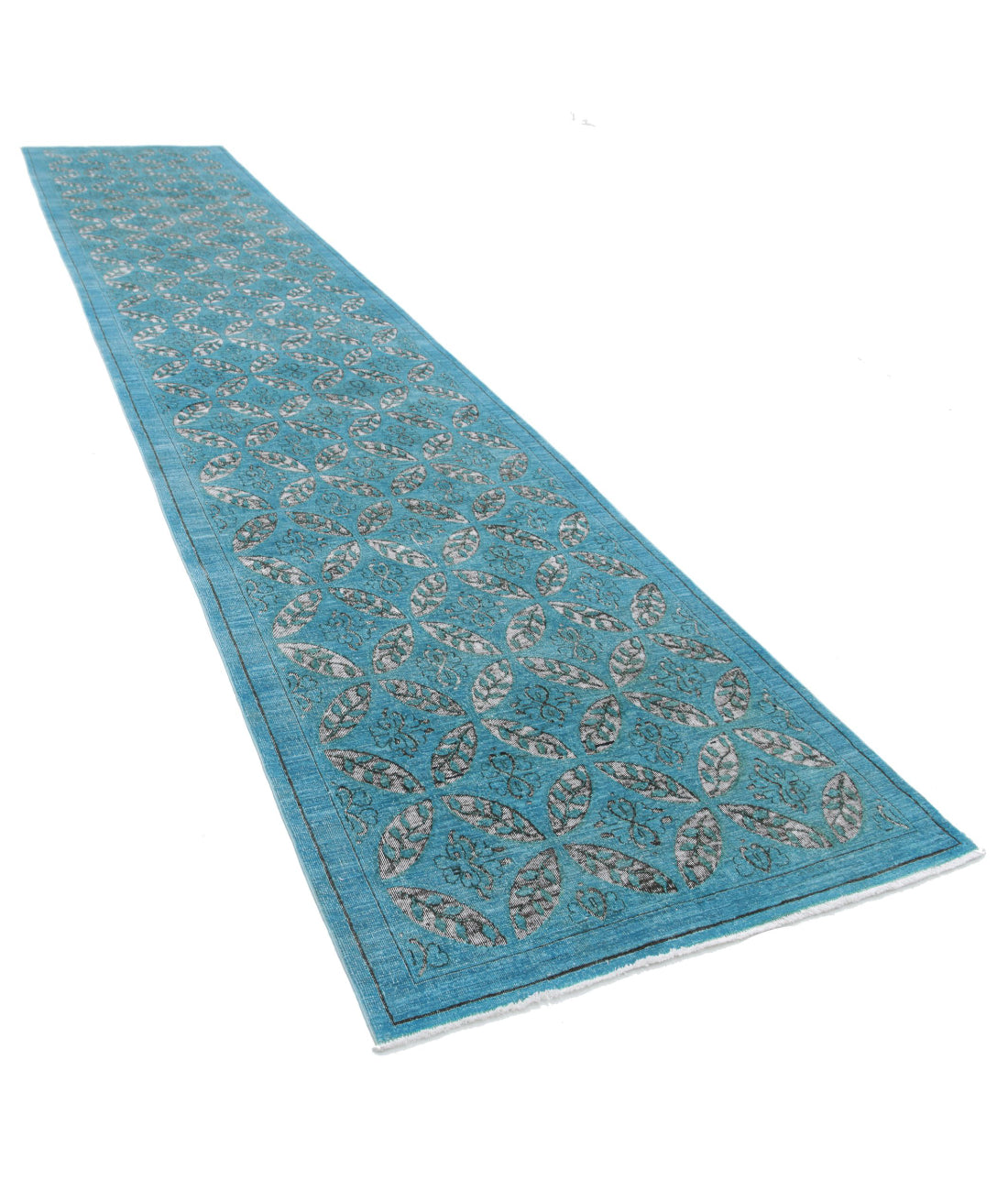 Onyx 3'11'' X 18'7'' Hand-Knotted Wool Rug 3'11'' x 18'7'' (118 X 558) / Teal / Teal