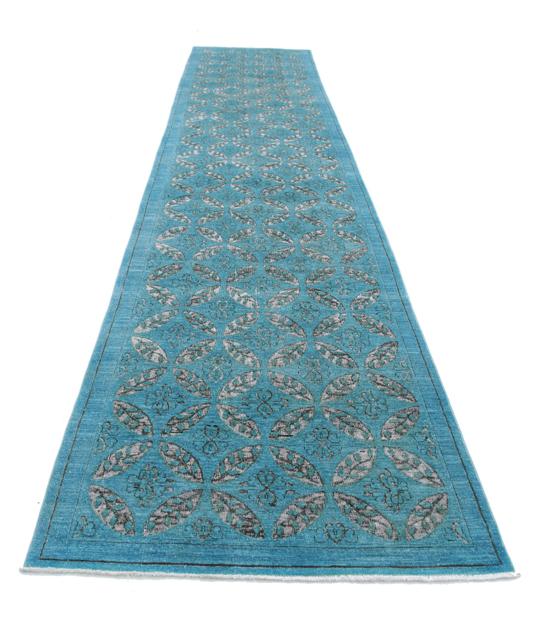 Onyx 3'11'' X 18'7'' Hand-Knotted Wool Rug 3'11'' x 18'7'' (118 X 558) / Teal / Teal