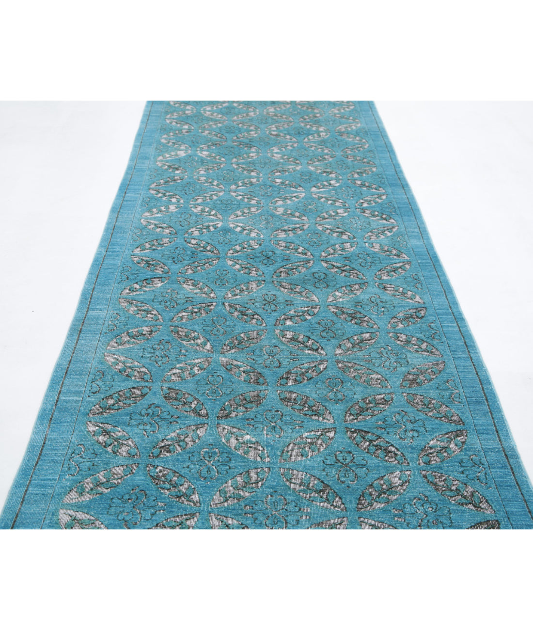 Onyx 3'11'' X 18'7'' Hand-Knotted Wool Rug 3'11'' x 18'7'' (118 X 558) / Teal / Teal