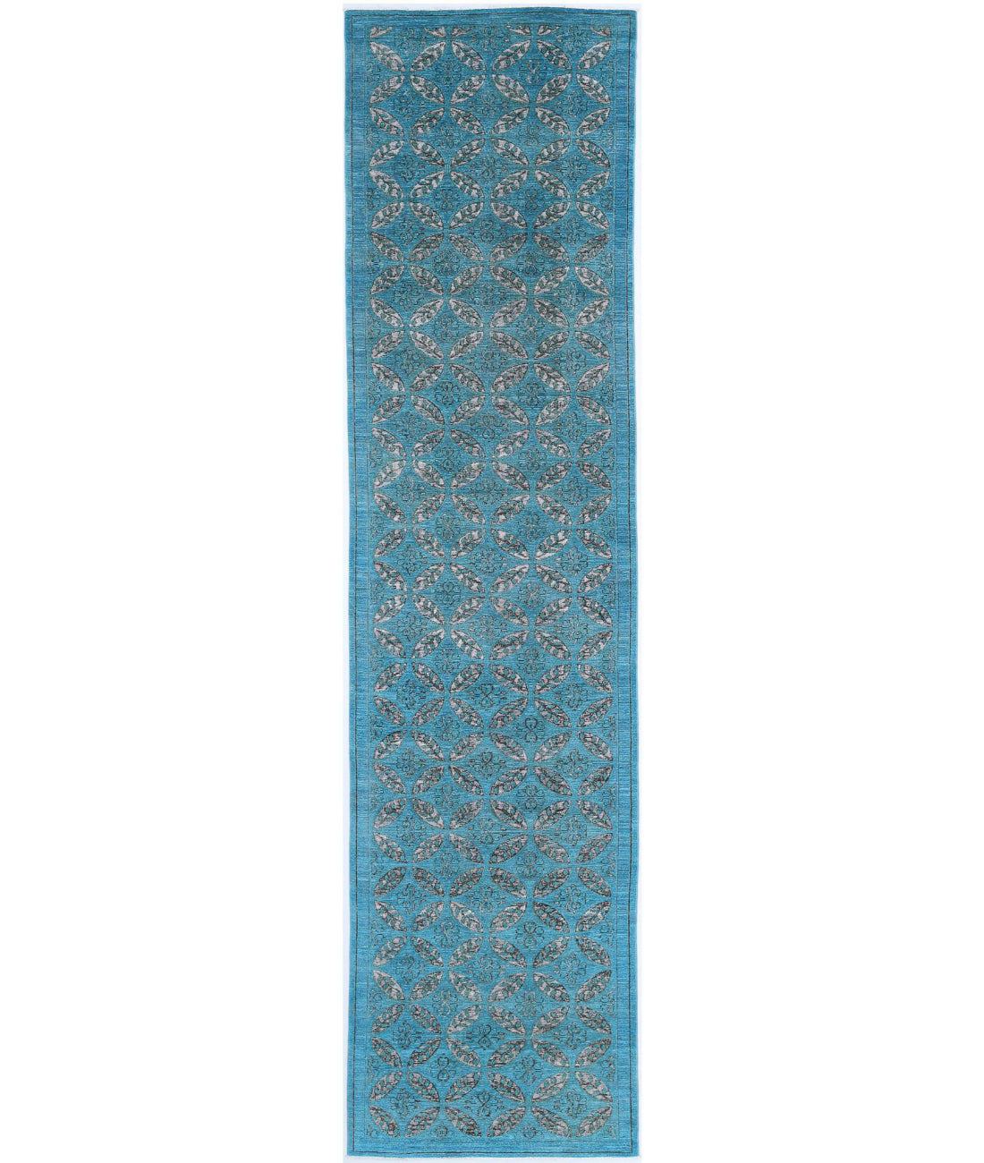 Onyx 3'11'' X 18'7'' Hand-Knotted Wool Rug 3'11'' x 18'7'' (118 X 558) / Teal / Teal