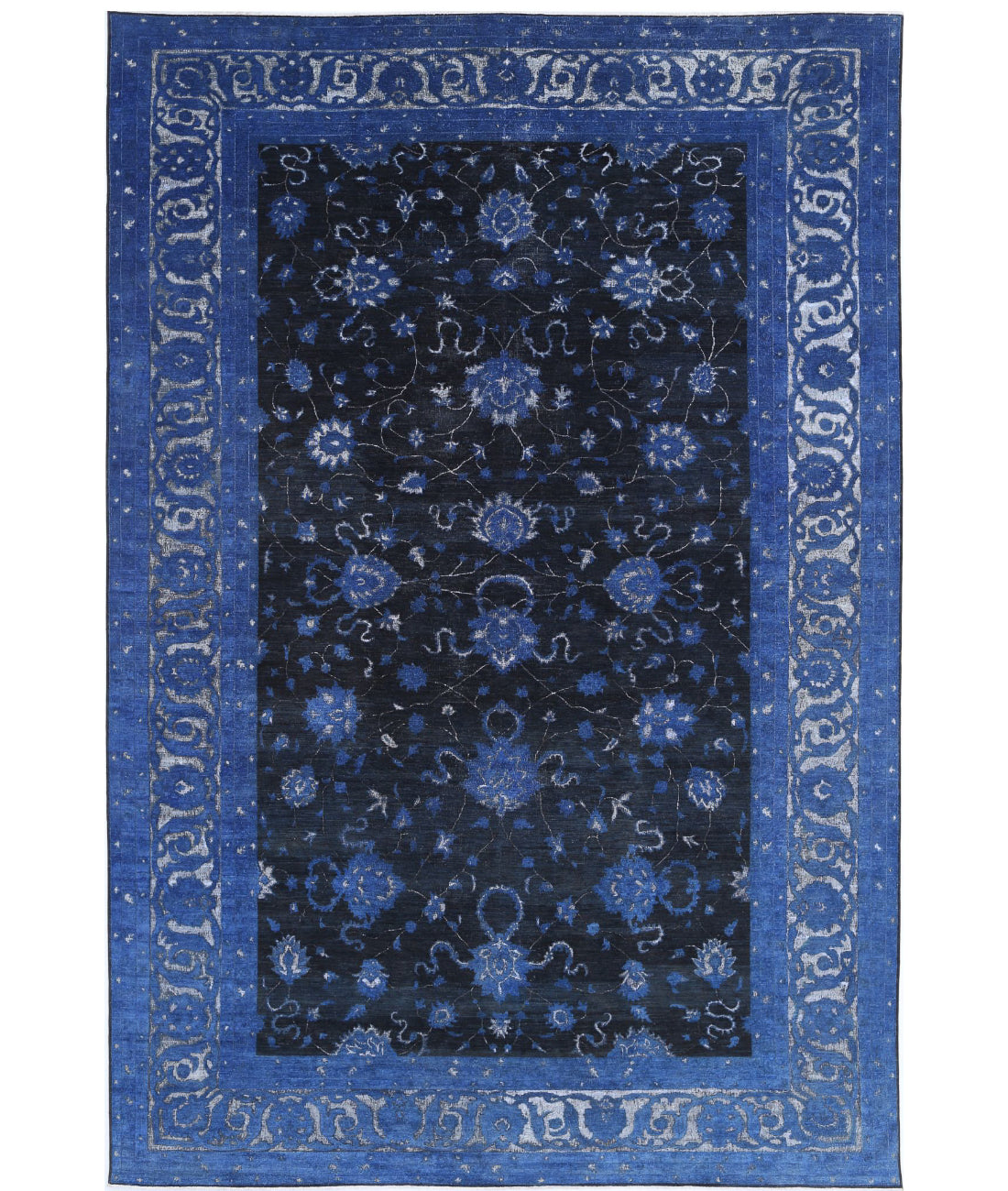 Onyx 11'8'' X 17'2'' Hand-Knotted Wool Rug 11'8'' x 17'2'' (350 X 515) / Blue / Charcoal