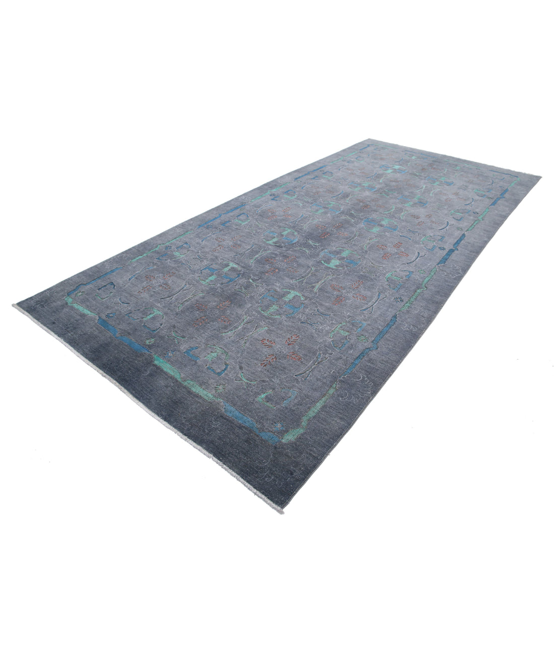 Onyx 6'3'' X 13'6'' Hand-Knotted Wool Rug 6'3'' x 13'6'' (188 X 405) / Grey / Blue