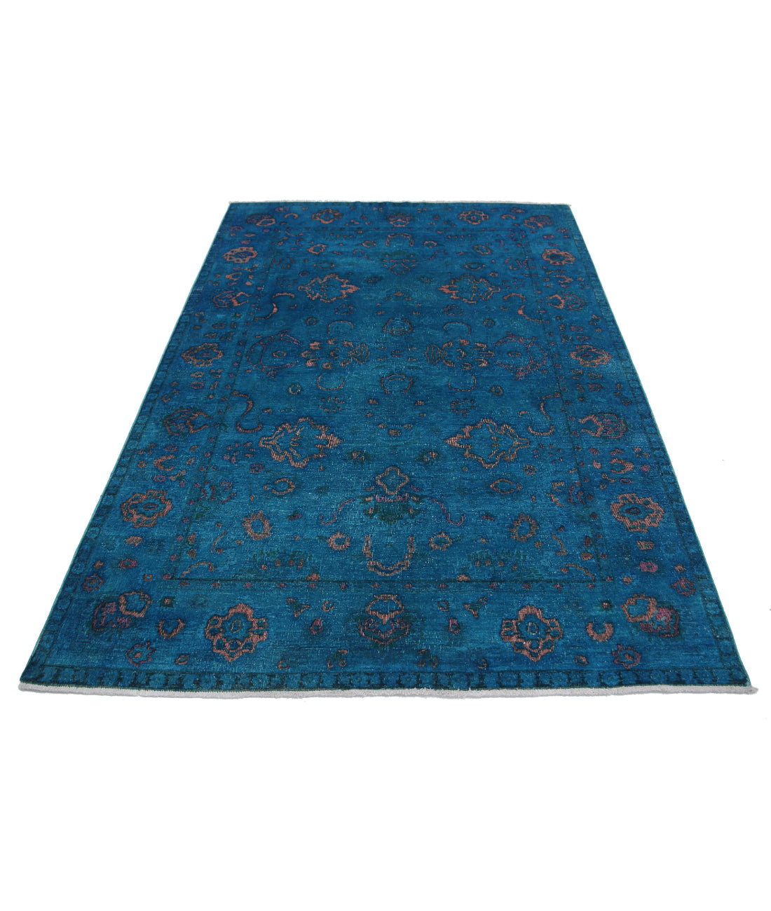 Onyx 5'5'' X 7'7'' Hand-Knotted Wool Rug 5'5'' x 7'7'' (163 X 228) / Teal / Teal