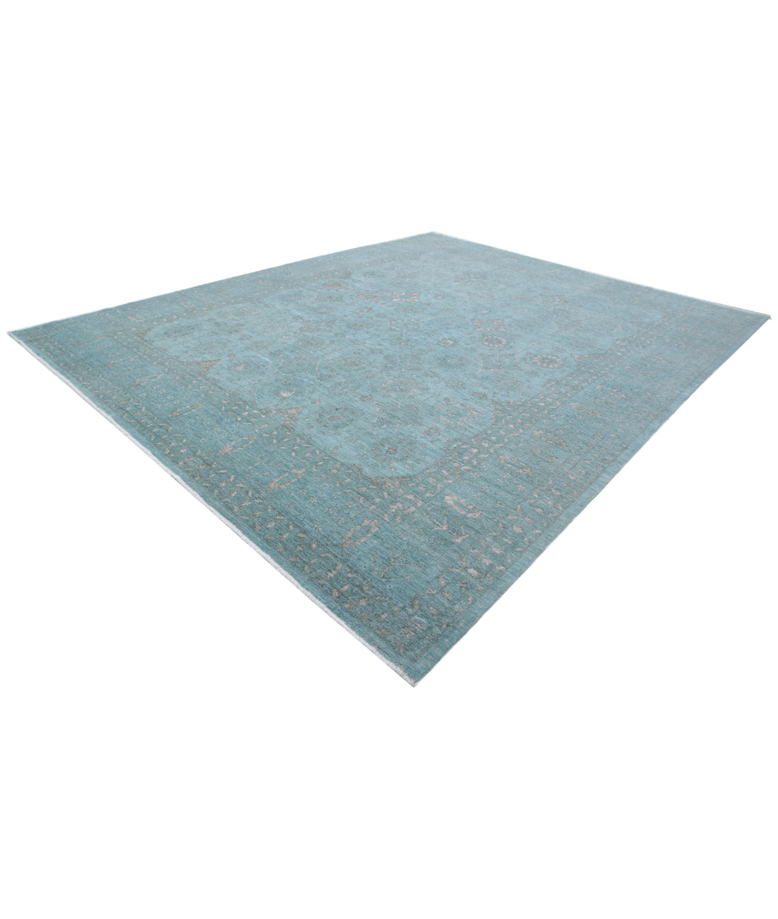 Onyx 12'0'' X 14'9'' Hand-Knotted Wool Rug 12'0'' x 14'9'' (360 X 443) / Green / Blue