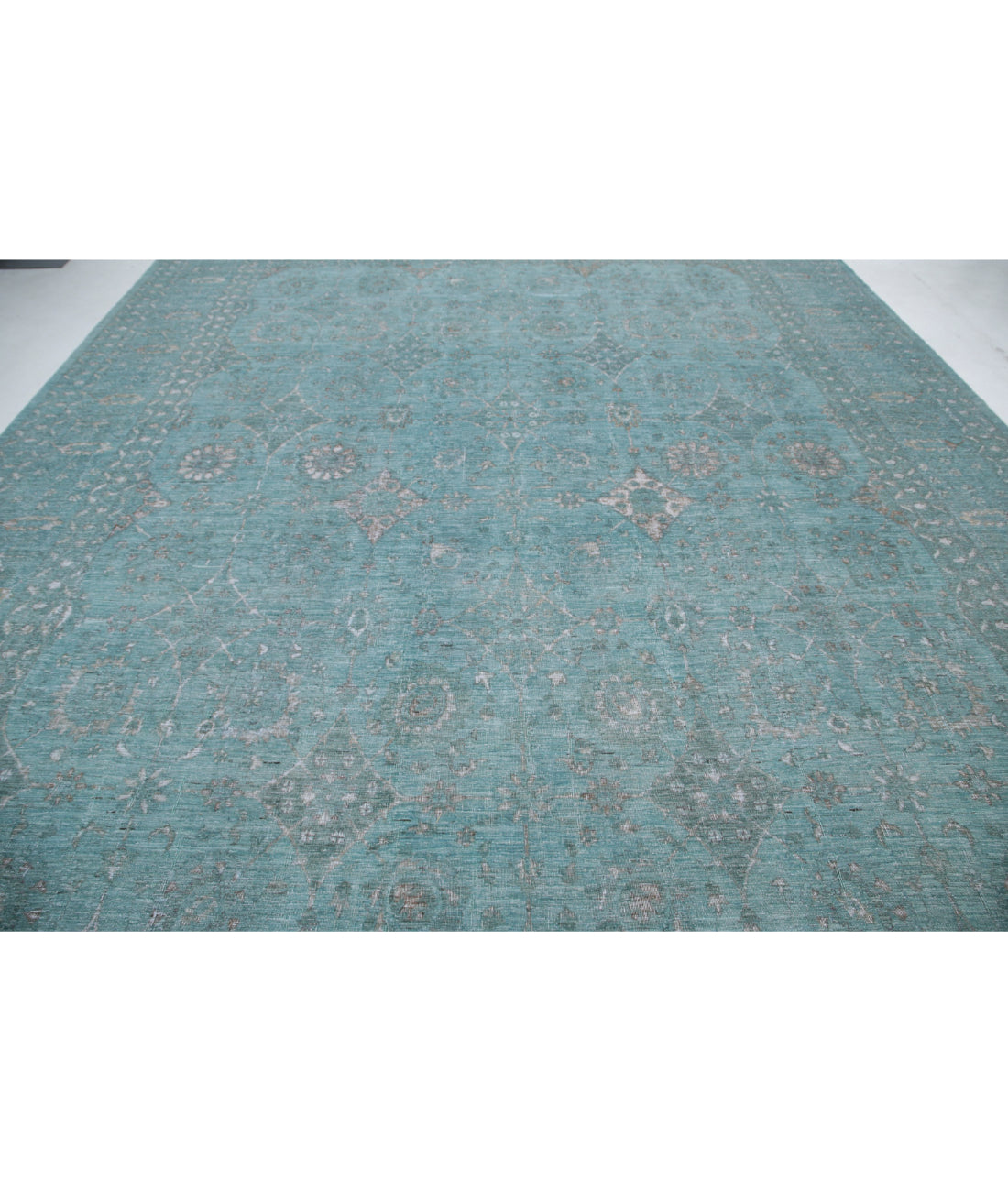 Onyx 12'0'' X 14'9'' Hand-Knotted Wool Rug 12'0'' x 14'9'' (360 X 443) / Green / Blue