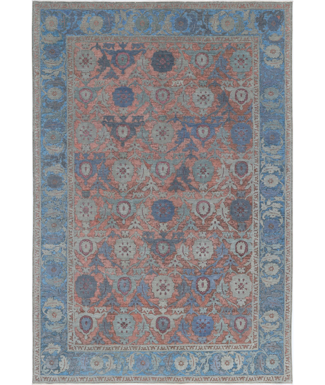 Onyx 7'10'' X 11'8'' Hand-Knotted Wool Rug 7'10'' x 11'8'' (235 X 350) / Peach / Blue