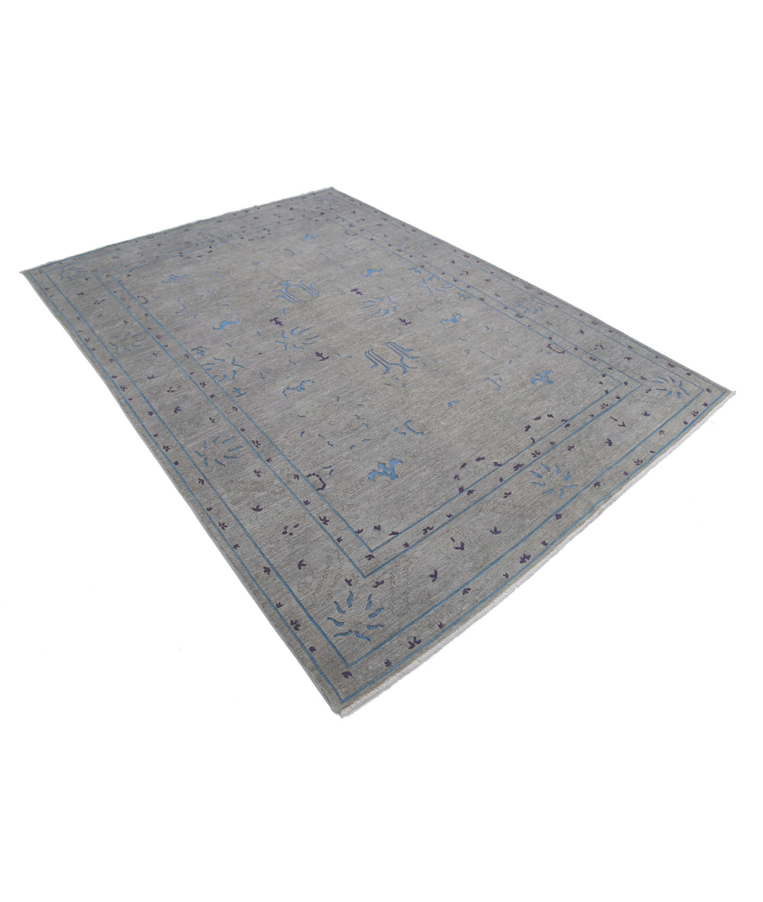 Onyx 6'4'' X 8'9'' Hand-Knotted Wool Rug 6'4'' x 8'9'' (190 X 263) / Grey / Blue