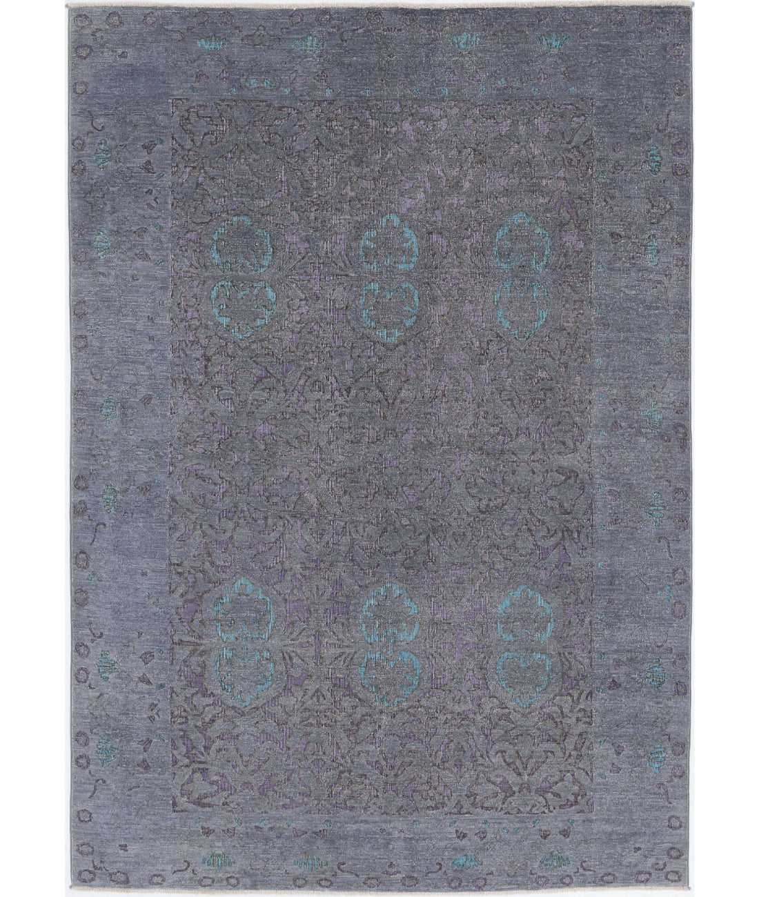 Onyx 5'10'' X 8'5'' Hand-Knotted Wool Rug 5'10'' x 8'5'' (175 X 253) / Grey / Purple