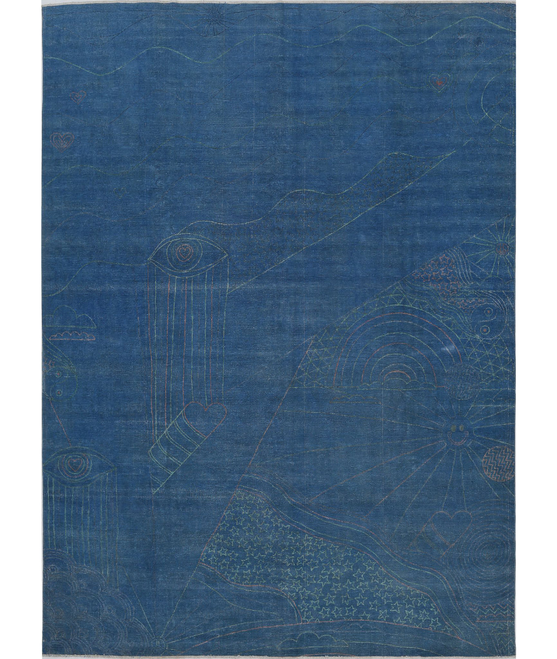 Onyx 9'7'' X 13'3'' Hand-Knotted Wool Rug 9'7'' x 13'3'' (288 X 398) / Blue / Pink