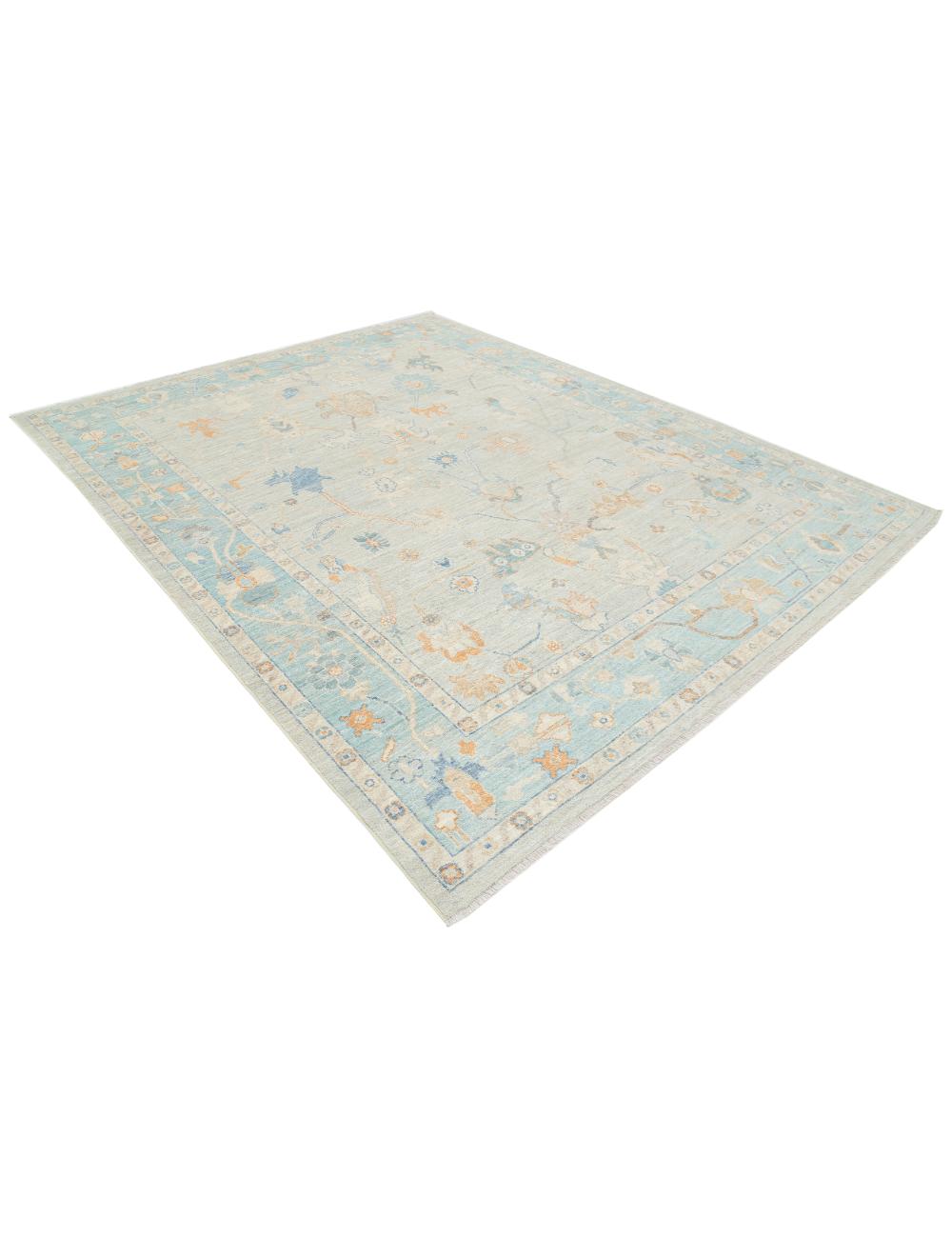 Oushak 8' 2" X 10' 1" Hand-Knotted Wool Rug 8' 2" X 10' 1" (249 X 307) / Grey / Blue