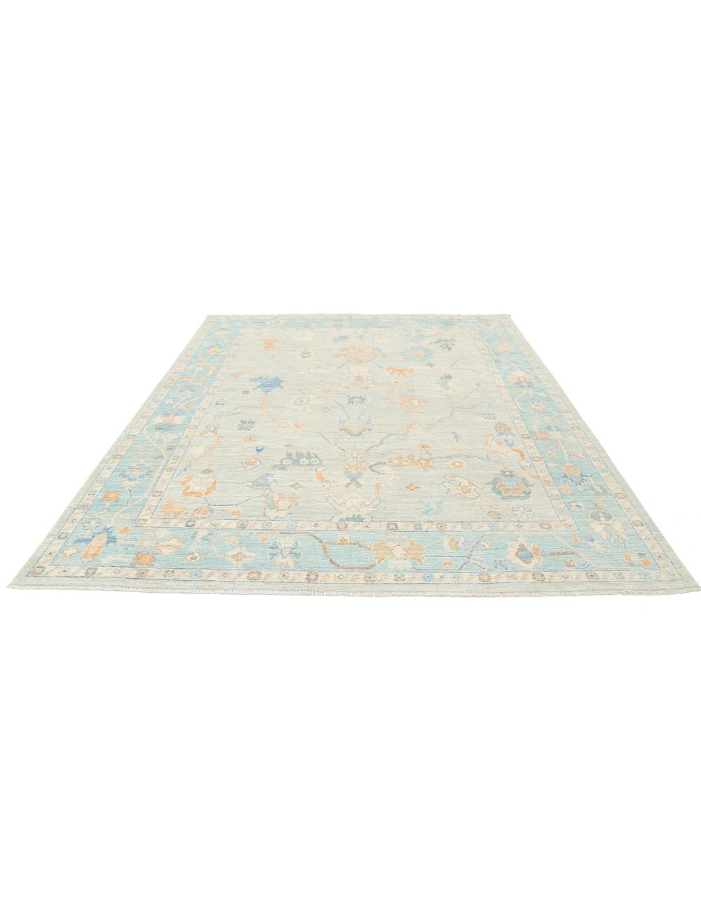 Oushak 8' 2" X 10' 1" Hand-Knotted Wool Rug 8' 2" X 10' 1" (249 X 307) / Grey / Blue