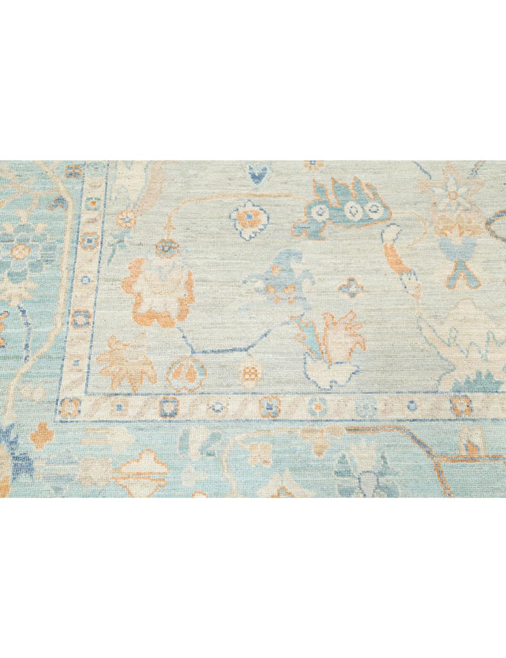 Oushak 8' 2" X 10' 1" Hand-Knotted Wool Rug 8' 2" X 10' 1" (249 X 307) / Grey / Blue