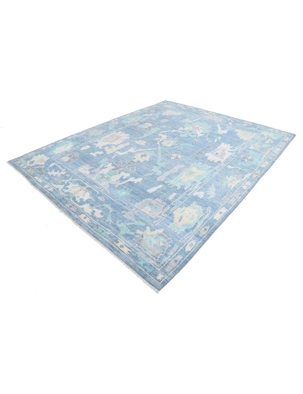 Oushak 8' 9" X 10' 1" Hand-Knotted Wool Rug 8' 9" X 10' 1" (267 X 307) / Blue / Green