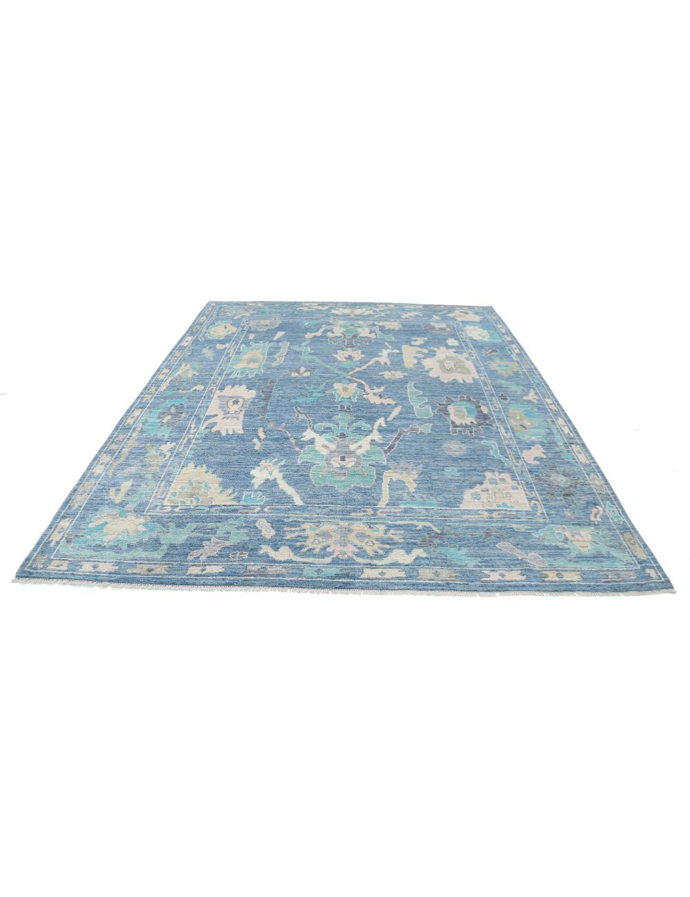 Oushak 8' 9" X 10' 1" Hand-Knotted Wool Rug 8' 9" X 10' 1" (267 X 307) / Blue / Green