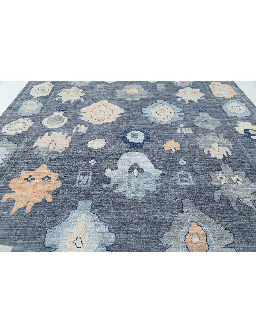 Oushak 10' 4" X 14' 0" Hand-Knotted Wool Rug 10' 4" X 14' 0" (315 X 427) / Charcoal / Grey