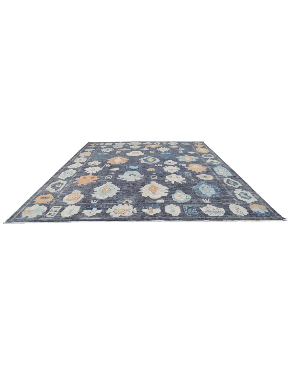 Oushak 12' 3" X 14' 11" Hand-Knotted Wool Rug 12' 3" X 14' 11" (373 X 455) / Charcoal / Ivory