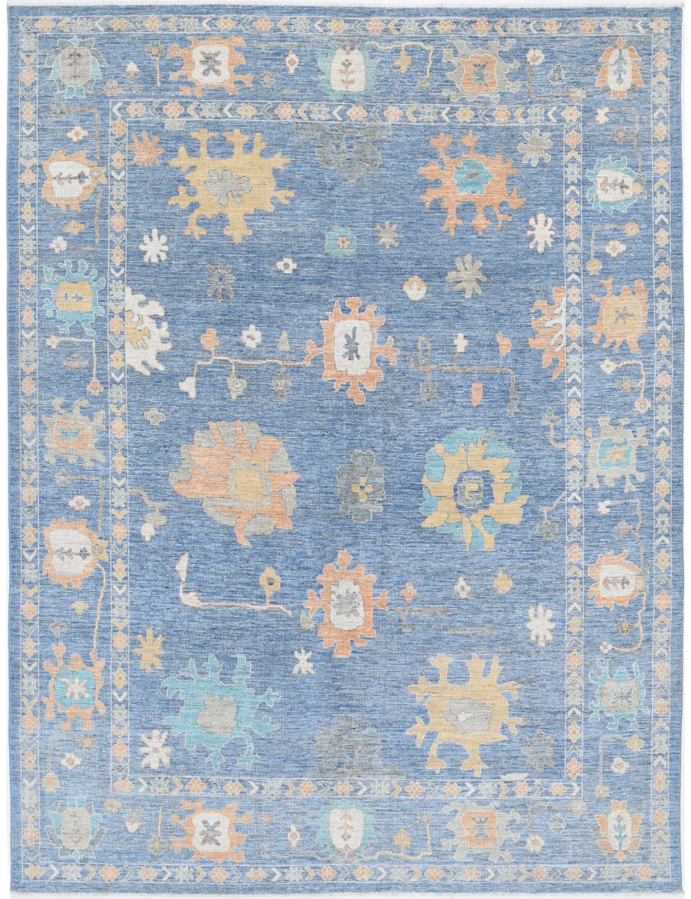 Oushak 9' 2" X 11' 10" Hand-Knotted Wool Rug 9' 2" X 11' 10" (279 X 361) / Blue / Rust