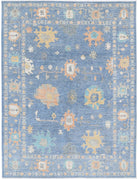 Oushak 9' 2" X 11' 10" Hand-Knotted Wool Rug 9' 2" X 11' 10" (279 X 361) / Blue / Rust