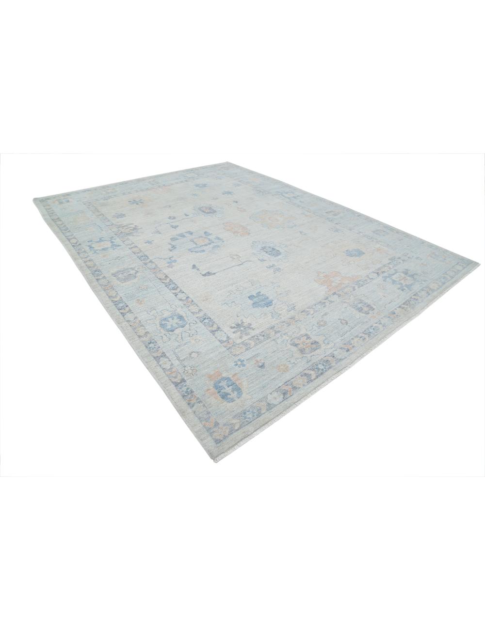 Oushak 9' 2" X 12' 3" Hand-Knotted Wool Rug 9' 2" X 12' 3" (279 X 373) / Grey / Blue