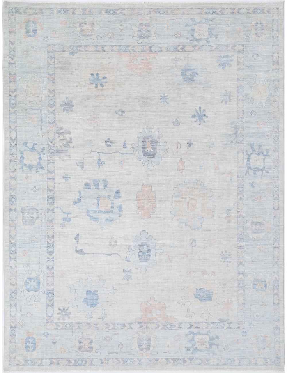 Oushak 9' 2" X 12' 3" Hand-Knotted Wool Rug 9' 2" X 12' 3" (279 X 373) / Grey / Blue