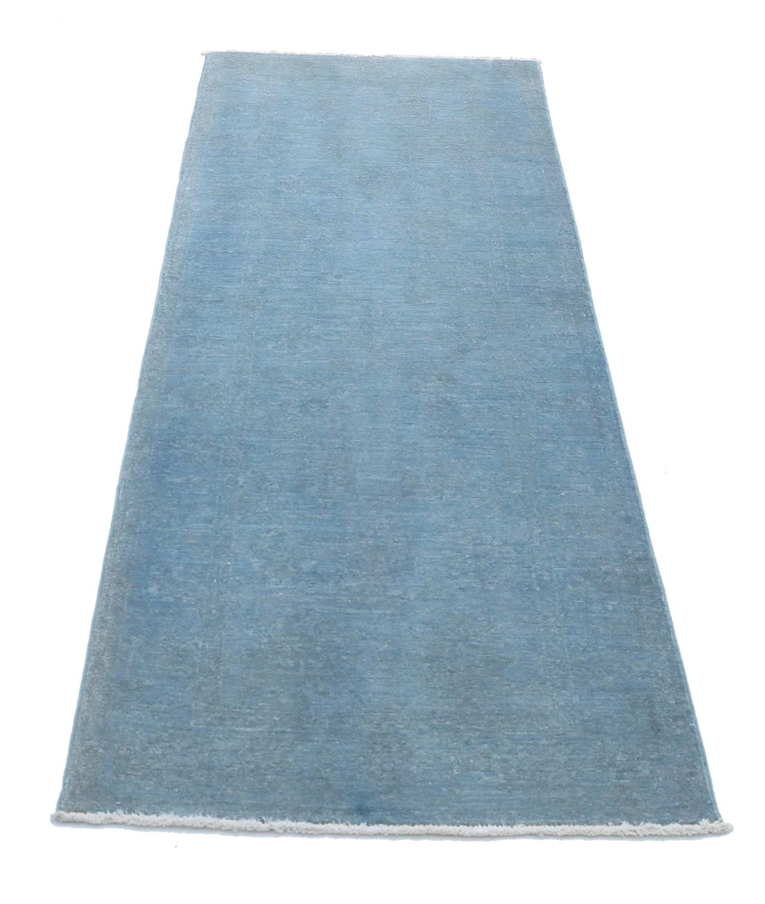 Overdye 2'5'' X 6'7'' Hand-Knotted Wool Rug 2'5'' x 6'7'' (73 X 198) / Teal / Teal