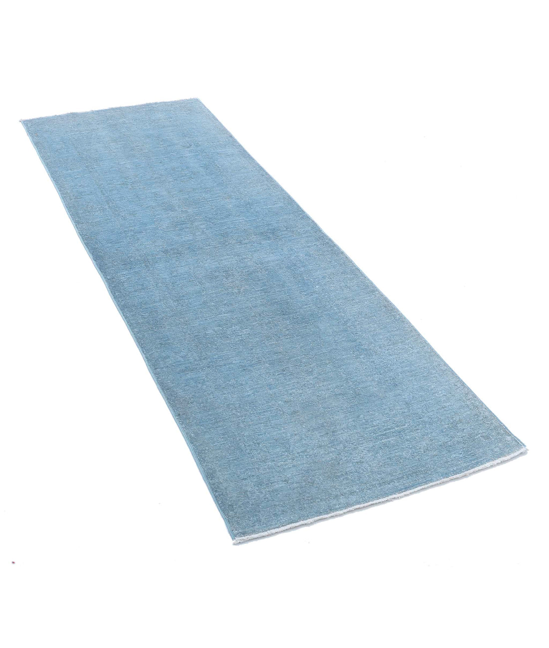 Overdye 2'4'' X 6'9'' Hand-Knotted Wool Rug 2'4'' x 6'9'' (70 X 203) / Teal / Teal