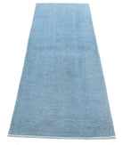 Overdye 2'4'' X 6'9'' Hand-Knotted Wool Rug 2'4'' x 6'9'' (70 X 203) / Teal / Teal