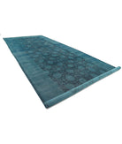 Overdye 9'9'' X 25'0'' Hand-Knotted Wool Rug 9'9'' x 25'0'' (293 X 750) / Teal / N/A