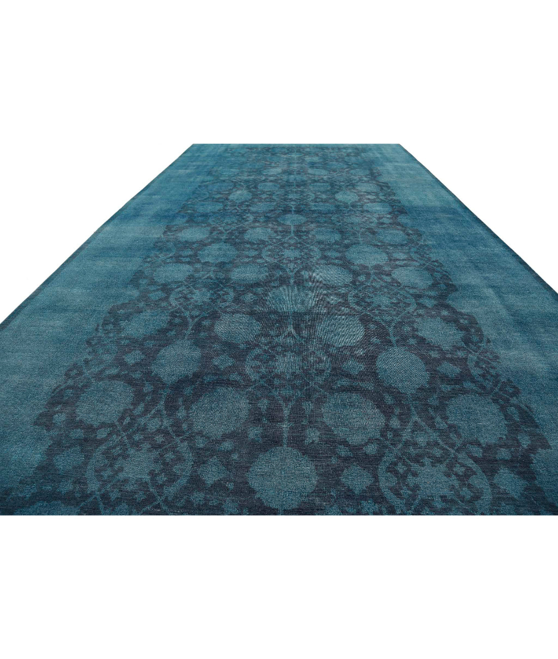 Overdye 9'9'' X 25'0'' Hand-Knotted Wool Rug 9'9'' x 25'0'' (293 X 750) / Teal / N/A