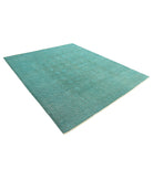 Overdye 7'9'' X 9'4'' Hand-Knotted Wool Rug 7'9'' x 9'4'' (233 X 280) / Teal / Teal