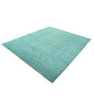 Overdye 7'9'' X 9'4'' Hand-Knotted Wool Rug 7'9'' x 9'4'' (233 X 280) / Teal / Teal