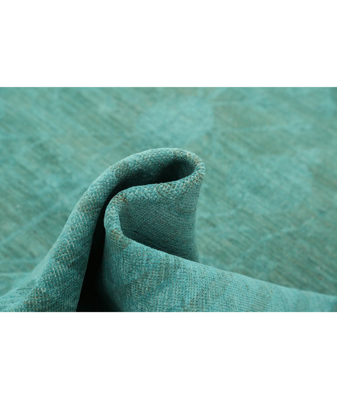 Overdye 7'9'' X 9'4'' Hand-Knotted Wool Rug 7'9'' x 9'4'' (233 X 280) / Teal / Teal